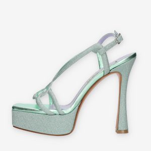 Albano Sandali in tessuto glitterato verde menta