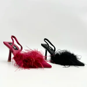 Decolletè slingback piume p-1367