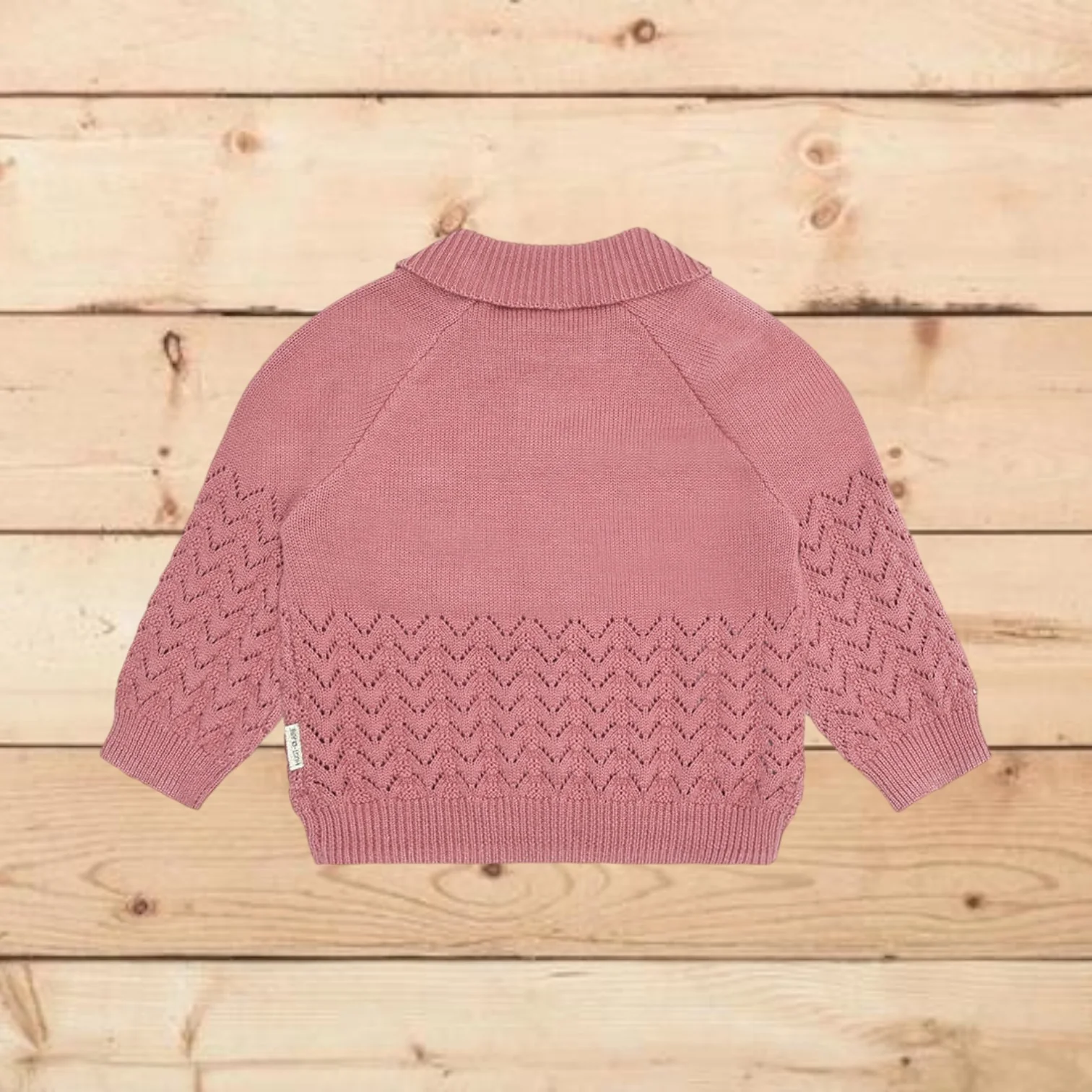 Cardigan in maglia con ricami rosa fiori bordeaux - immagine 3
