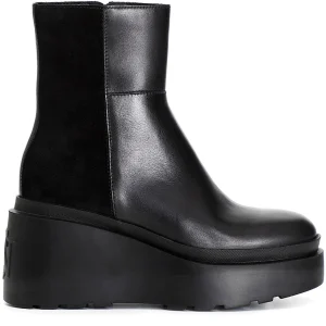 Stivali CafèNoir donna pelle e camoscio nero zeppa