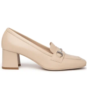Mocassini con tacco NeroGiardini donna pelle nappa beige