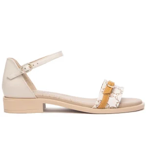 Sandali NeroGiardini donna pelle beige inserti ocra