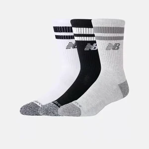 ACTIVE STRYPED CREW SOCKS 3 PACK- WHITE