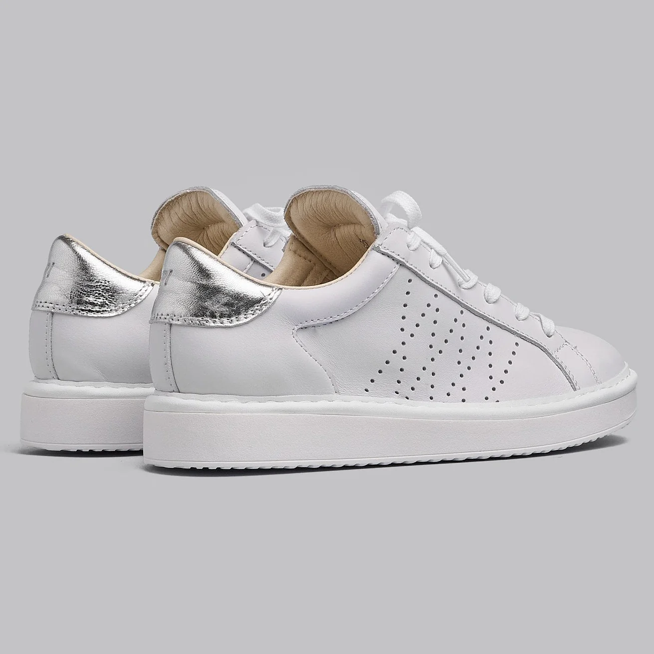 Sneakers Panchic donna pelle bianco e spoiler argento - immagine 5