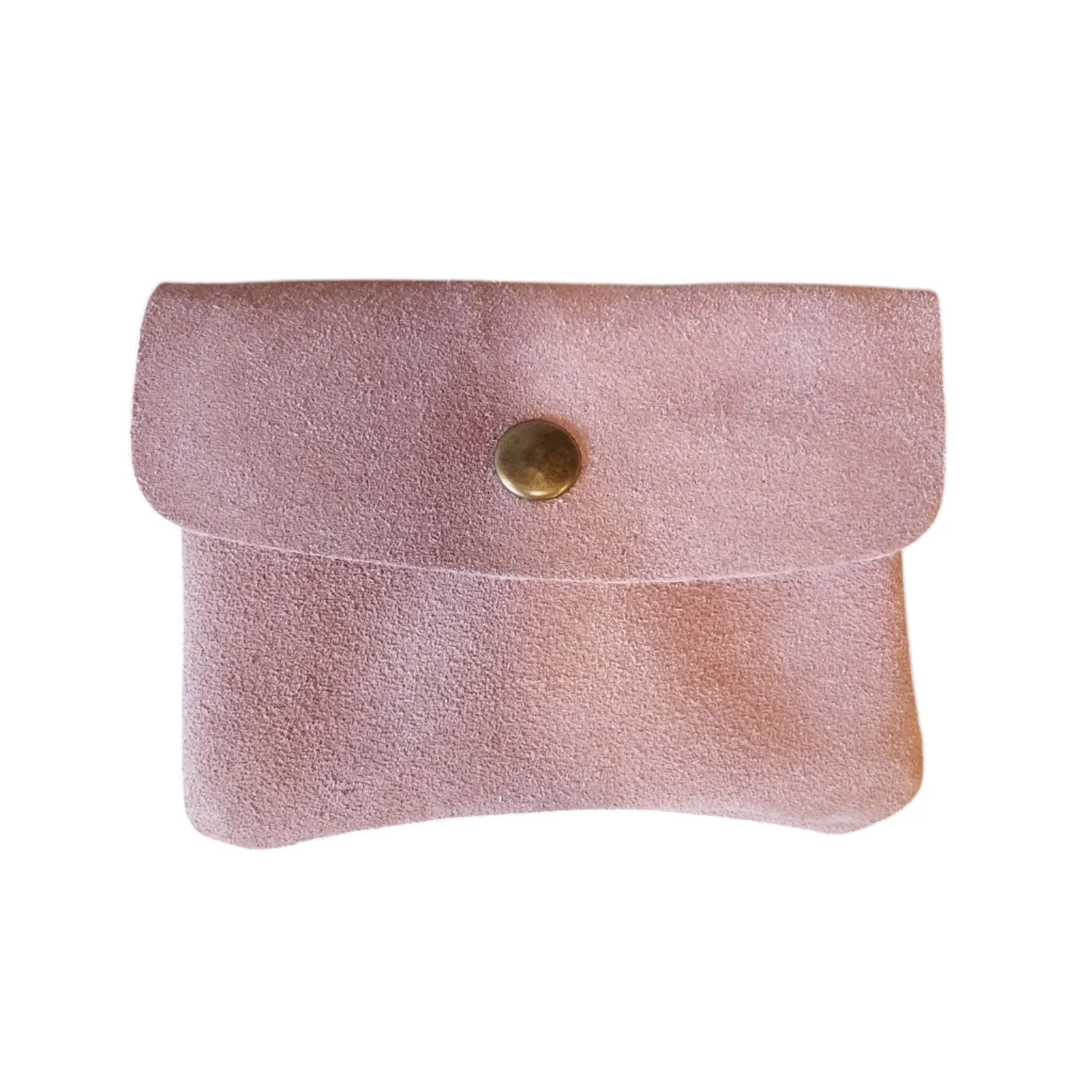 Portafoglio in pelle vera scamosciata rosa cipria - immagine 2