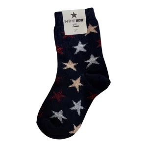 Calzini corti stelle blu con stelle rosse oro argento glitter