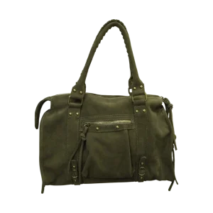 Borsa Maxi Bag pelle scamosciata verde militare