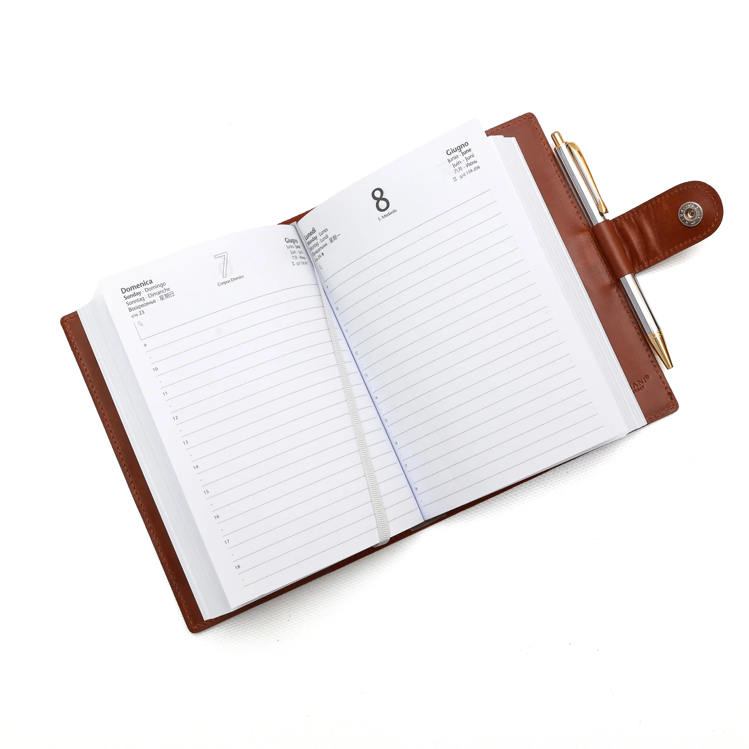 Agenda media in pelle marrone - immagine 3