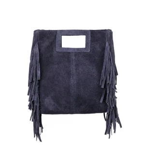 Borsa Maxi Suede con frange blu notte