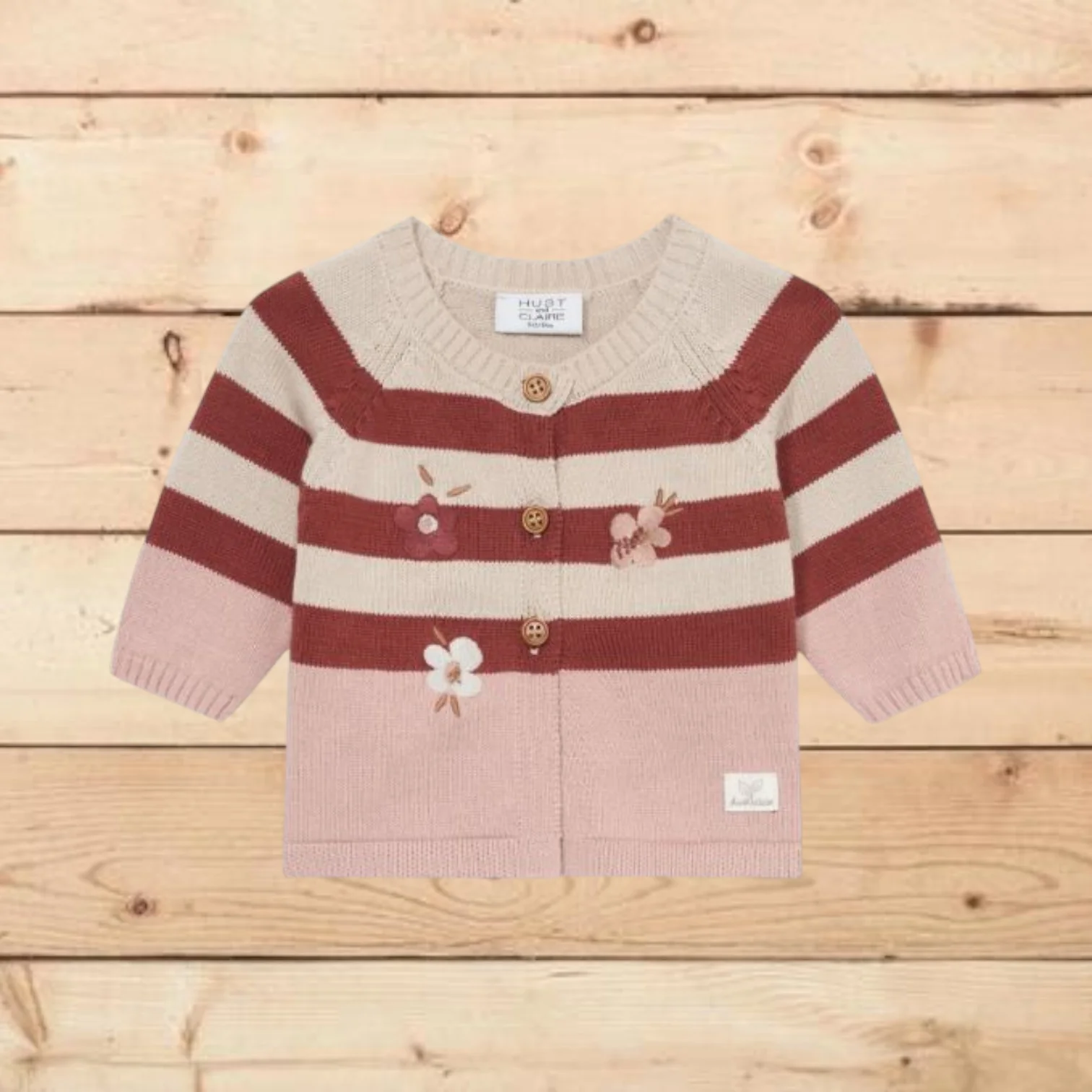 Cardigan a righe con fiori ricamati - immagine 2