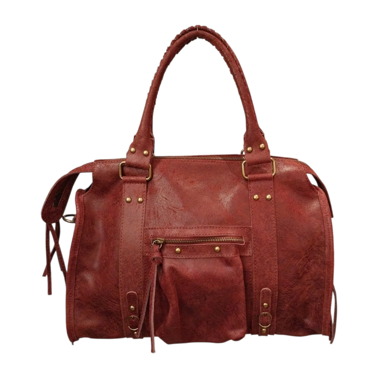 Borsa Maxi Bag pelle graffiata bordeaux - immagine 2