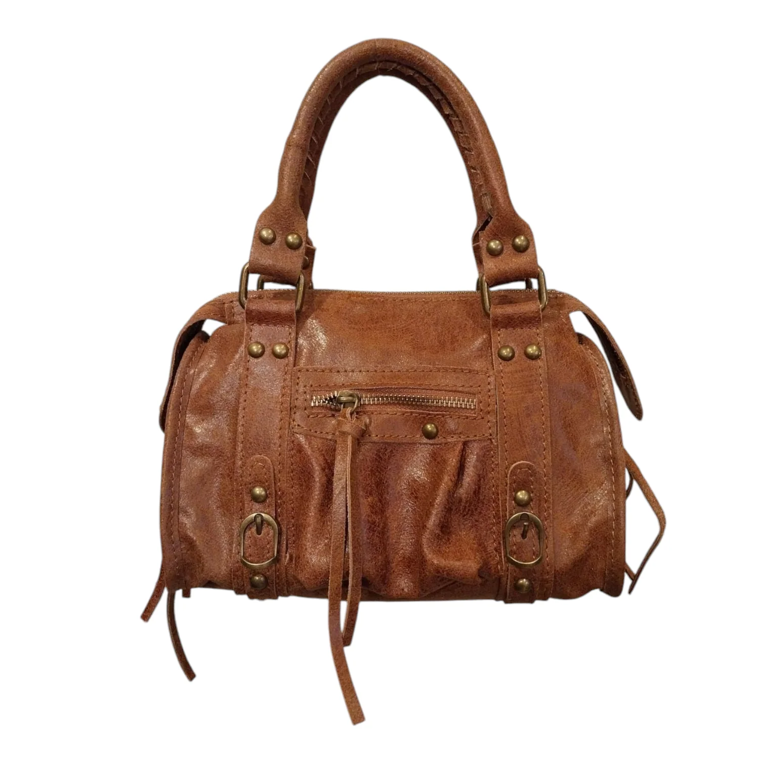 Borsa Mini Bag pelle graffiata bruciato - immagine 2