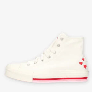Converse A10716C Chuck Taylor All Star Eva lift HI Sneakers alte bianche e rosse con i cuori
