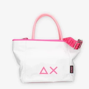 Sun 68 Z35254-01BIANCO SMALL NYLON BAG Shopping bianca e fuxia