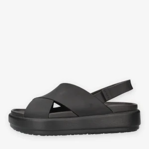 CR.209407-BKBK Crocs Brooklyn Luxe Cross Strap Sandali neri da donna