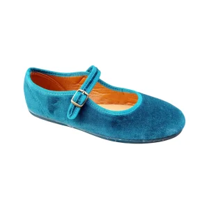 Ballerine in velluto petrolio