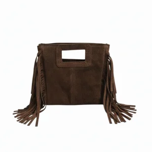 Borsa mini Suede con frange testa di moro