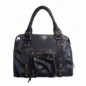 Borsa Media Bag pelle graffiata blu notte