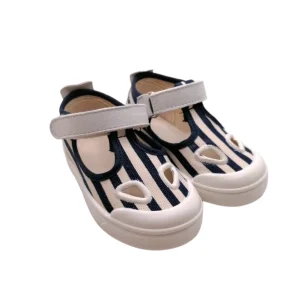 Scarpette con occhietti righe blu