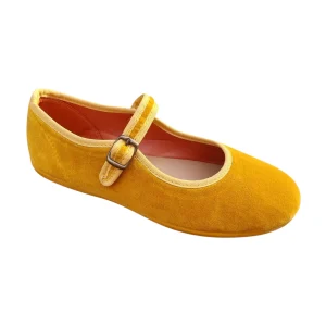 Ballerine in velluto giallo senape